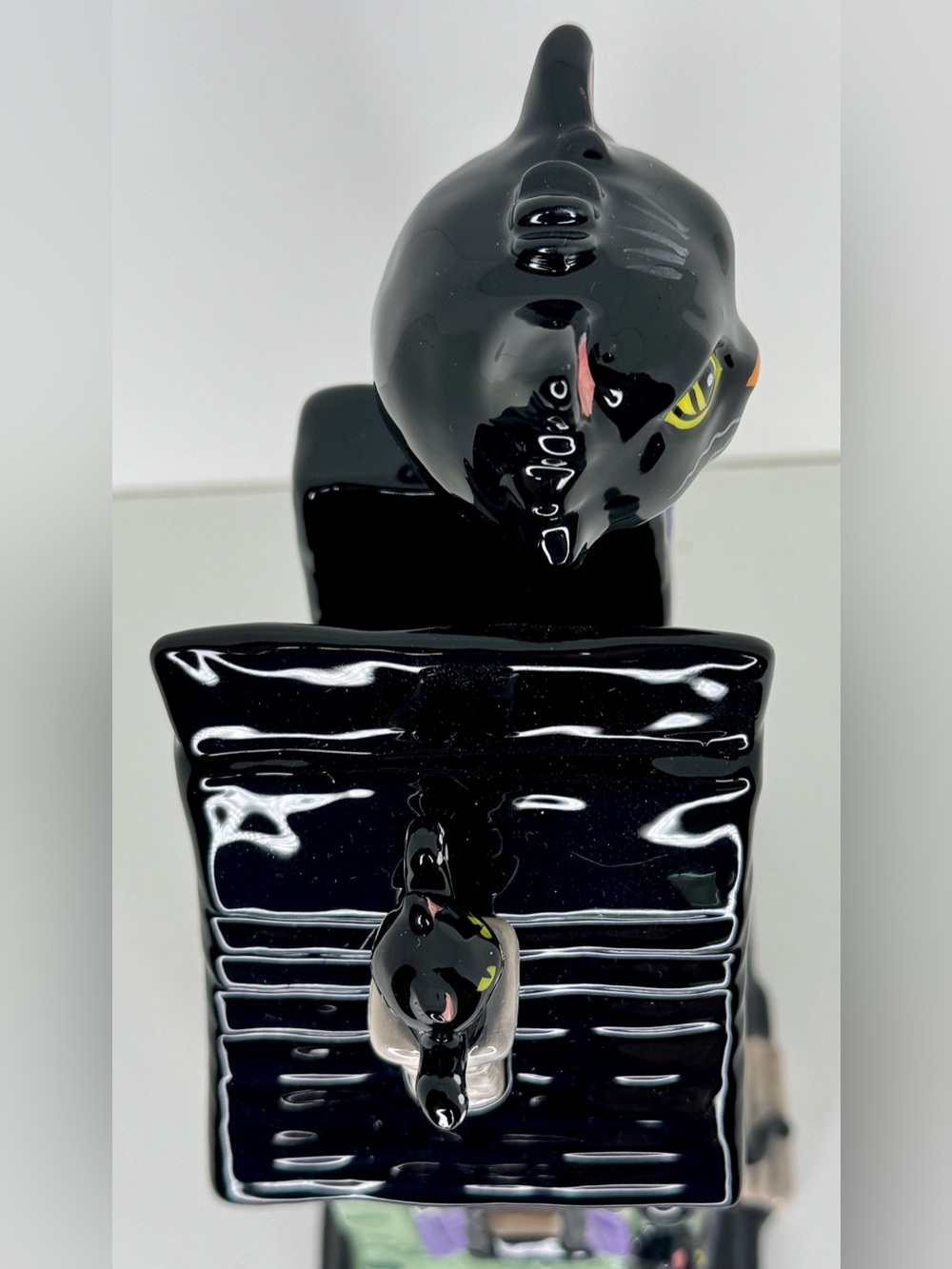 Blue Sky Halloween Black Cat Adoption Spooky Haunted House Tea Light Holder NWT - Picture 7 of 12